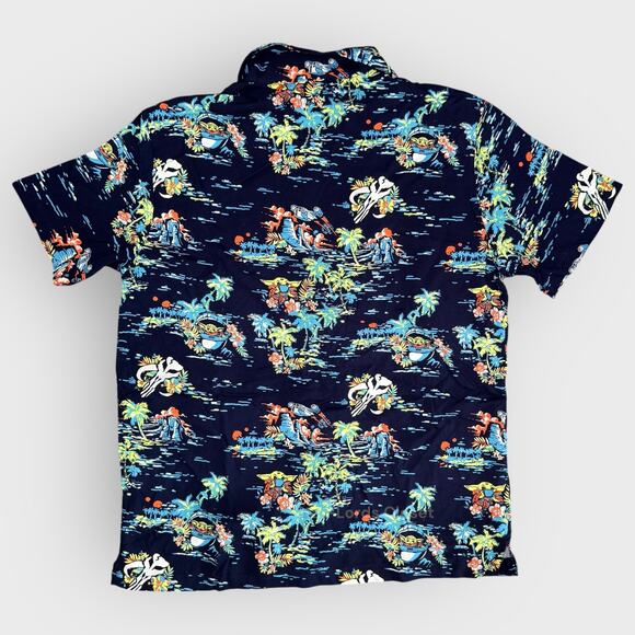 Star Wars Tropical Baby Yoda Shirt Mens Large Navy Blue Short Sleeve Resortwear - Picture 6 of 6
